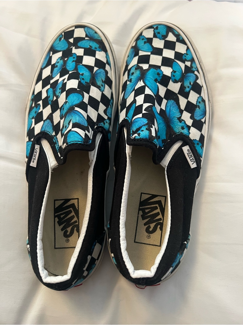Vans White and Black Low-Top Slip-On